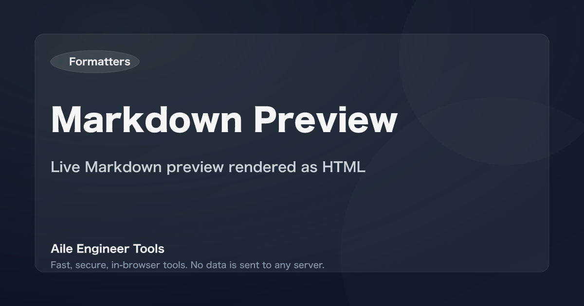 Markdown Preview - Live Markdown preview rendered as HTML