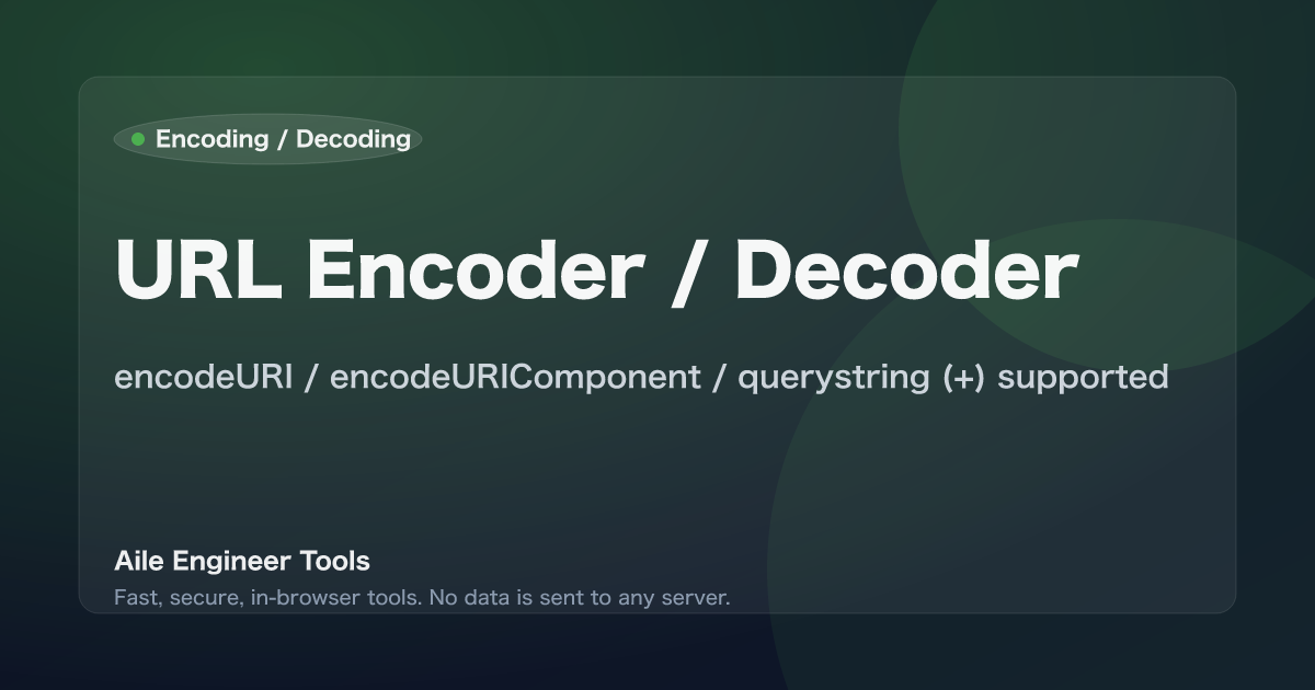 URL Encoder / Decoder - encodeURI / encodeURIComponent / querystring (+) supported